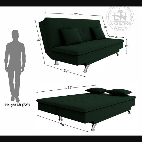 Luxo Nation FoldEase – Premium 3-Seater Sofa Cum Bed (4x6)