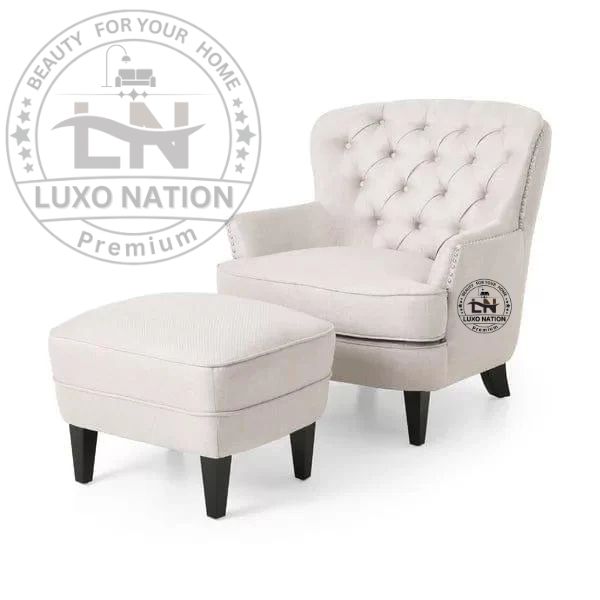 Luxo Nation Designer Armchair with Ottoman – Modern Lounge Chair Combo
