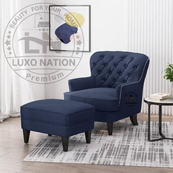 Luxo Nation Designer Armchair with Ottoman – Modern Lounge Chair Combo