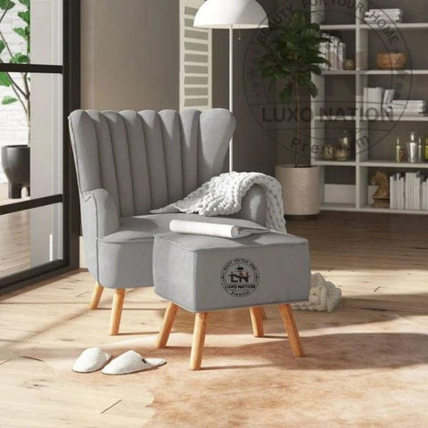 Living Room Accent Chair with Ottoman – Comfortable Arm Seating Set