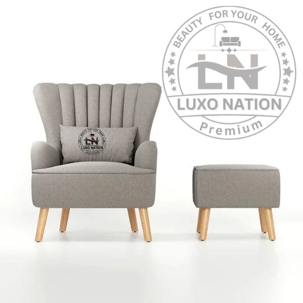 Living Room Accent Chair with Ottoman – Comfortable Arm Seating Set