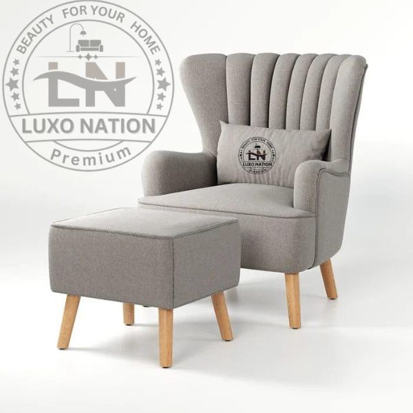Living Room Accent Chair with Ottoman – Comfortable Arm Seating Set