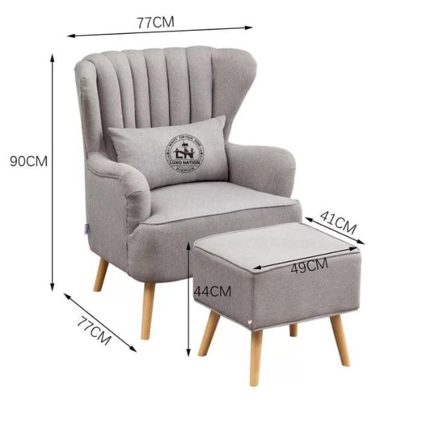 Living Room Accent Chair with Ottoman – Comfortable Arm Seating Set