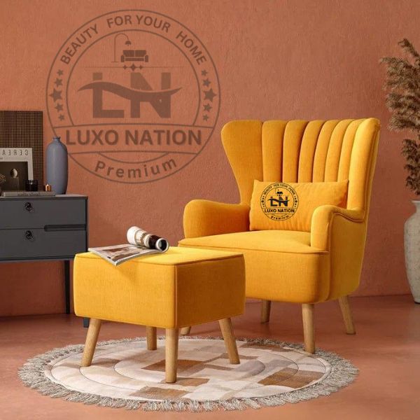 Living Room Accent Chair with Ottoman – Comfortable Arm Seating Set