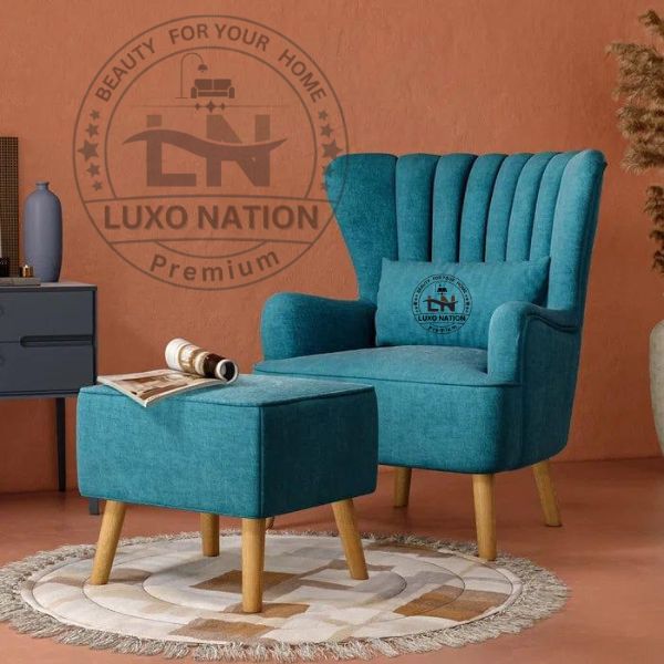 Living Room Accent Chair with Ottoman – Comfortable Arm Seating Set