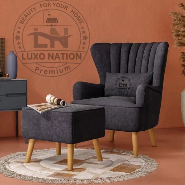 Living Room Accent Chair with Ottoman – Comfortable Arm Seating Set