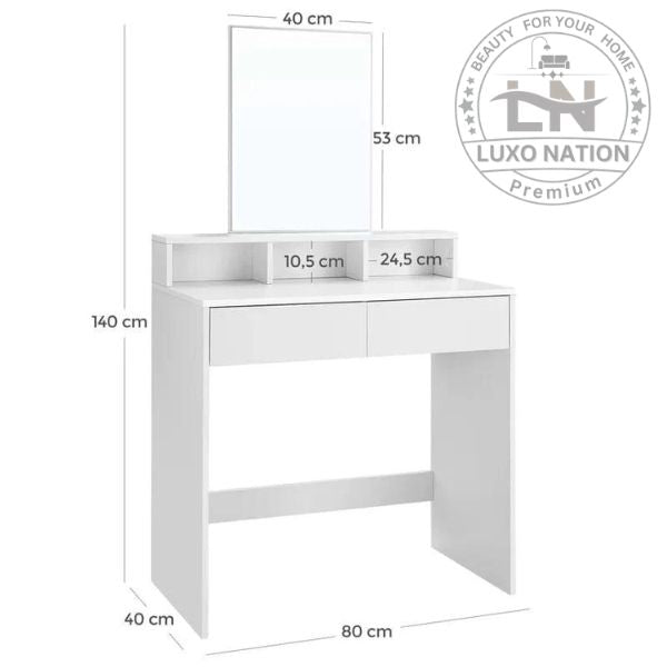 Stylish Makeup Desk with Storage Drawers, Vanity & Study Combo Desk