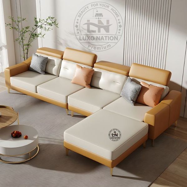 🛋️  American Elegance – Luxury Modular L-Shaped Sofa with Ottoman