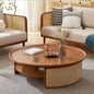 Classic Rattan Center Table –  Antique Wooden Heritage Living Piece