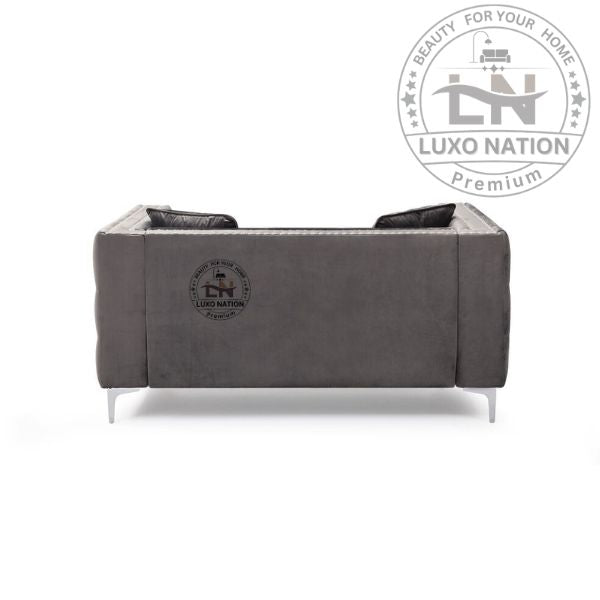 NobleNest Sofa – Velvet Touch with Royal Buttons & Armrest Style