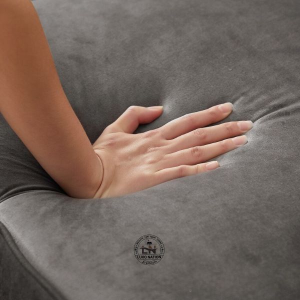 NobleNest Sofa – Velvet Touch with Royal Buttons & Armrest Style