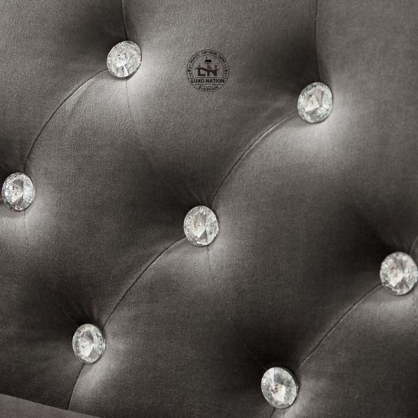 NobleNest Sofa – Velvet Touch with Royal Buttons & Armrest Style