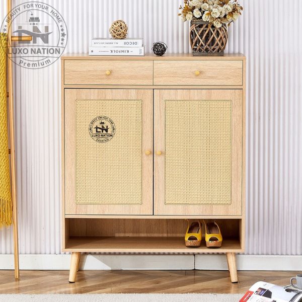 BreezeCane Rattan Shoe Rack – Elegant Shoe Storage for Modern Homes