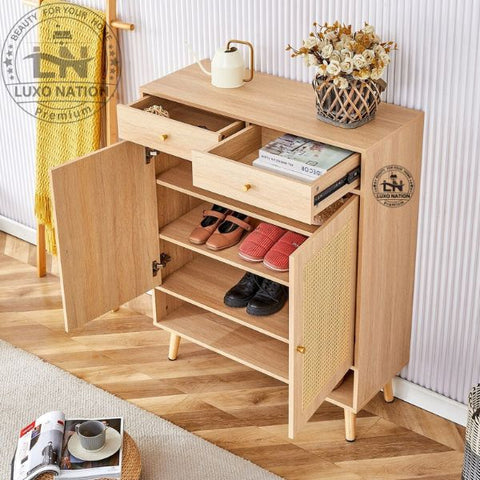 BreezeCane Rattan Shoe Rack – Elegant Shoe Storage for Modern Homes