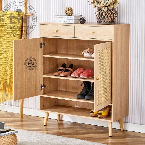 BreezeCane Rattan Shoe Rack – Elegant Shoe Storage for Modern Homes
