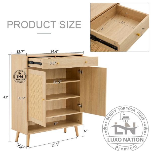 BreezeCane Rattan Shoe Rack – Elegant Shoe Storage for Modern Homes