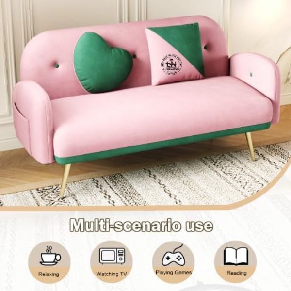 CloudAura Tufted Loveseat – Moder Sofa with Metal Legs for Living room