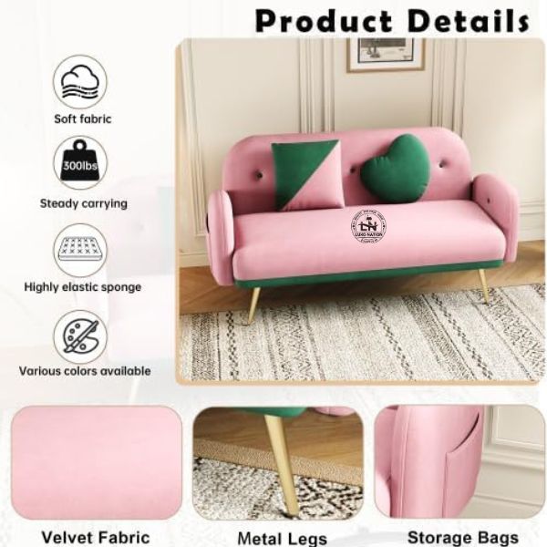 CloudAura Tufted Loveseat – Moder Sofa with Metal Legs for Living room