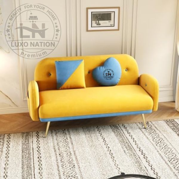 CloudAura Tufted Loveseat – Moder Sofa with Metal Legs for Living room