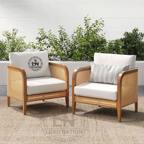 Antique Furniture Sofa Rattan Cane & Teakwood Classic Living Room