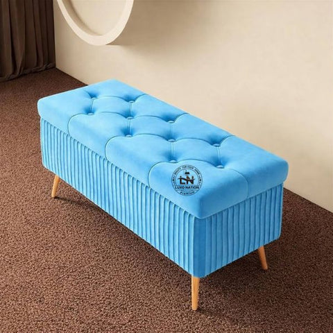 2 Seater Couch Bench with Storage | Velvet Upholstered Ottoman