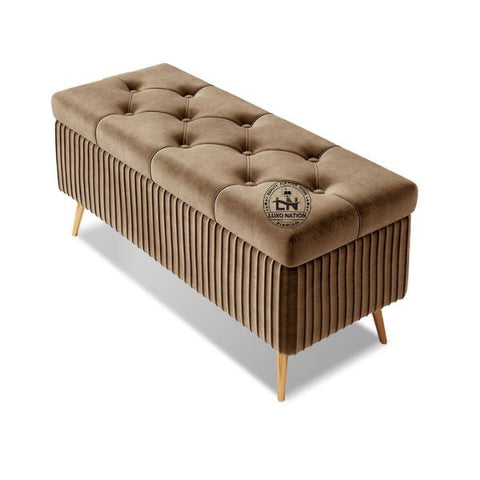 2 Seater Couch Bench with Storage | Velvet Upholstered Ottoman