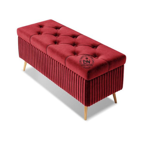 2 Seater Couch Bench with Storage | Velvet Upholstered Ottoman