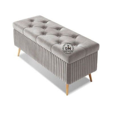 2 Seater Couch Bench with Storage | Velvet Upholstered Ottoman