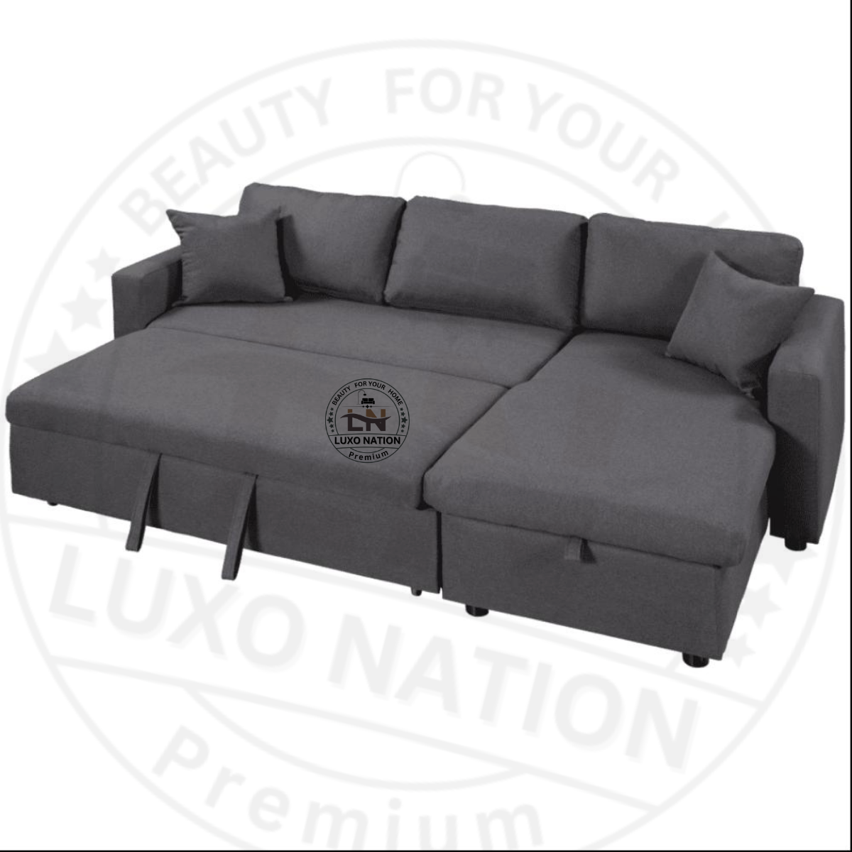 LUXO NATION L-Shape Sectional Sofa Cum Bed with Storage – Stylish