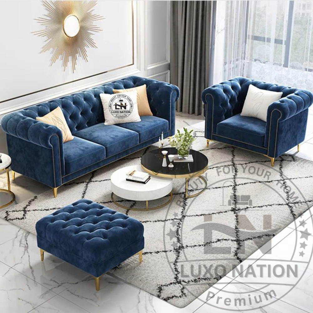 Luxo Nation Chesterfield Sofa Set - Timeless Luxury & Classic Elegance