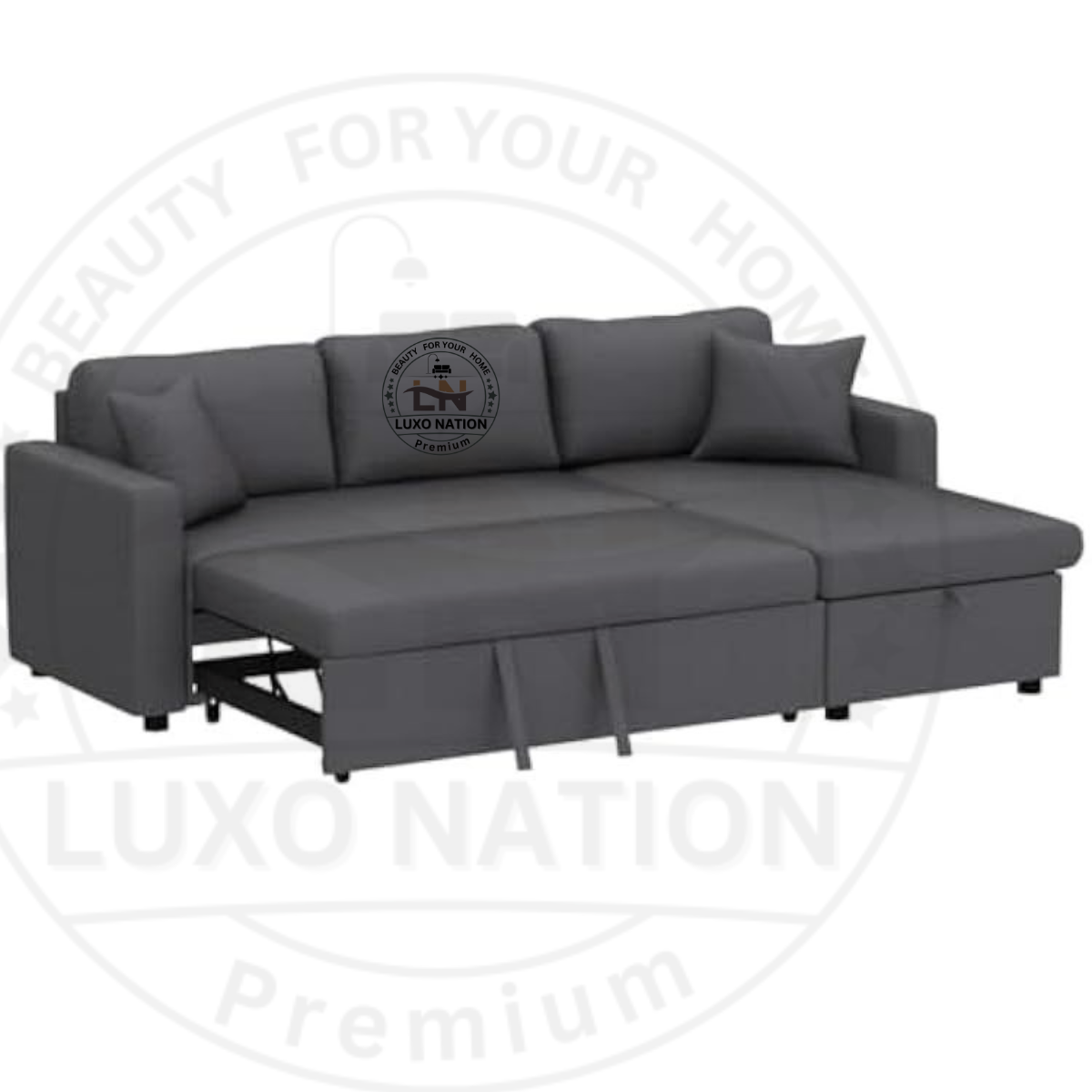 LUXO NATION L-Shape Sectional Sofa Cum Bed with Storage – Stylish