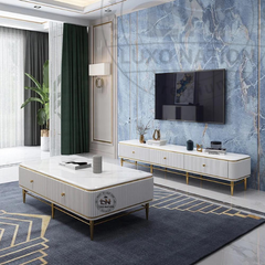 Luxo Nation Marble Top Center Table with Gold Stainless Steel Frame