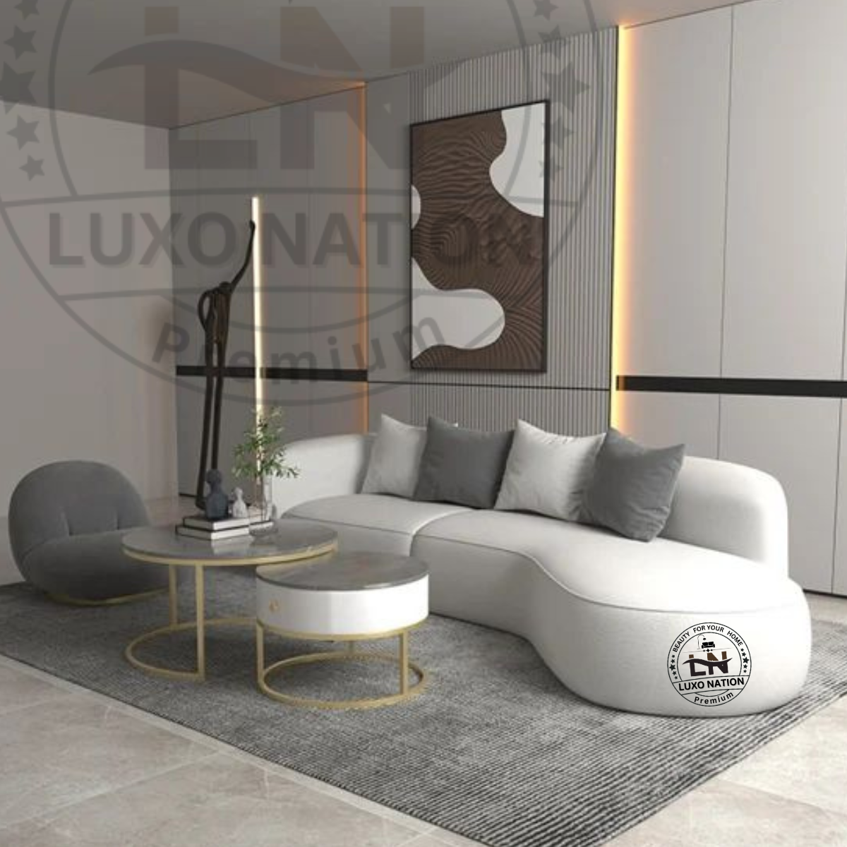 Luxo Nation Premium Curve Sofa – Elegant Design , Modern Living Spaces