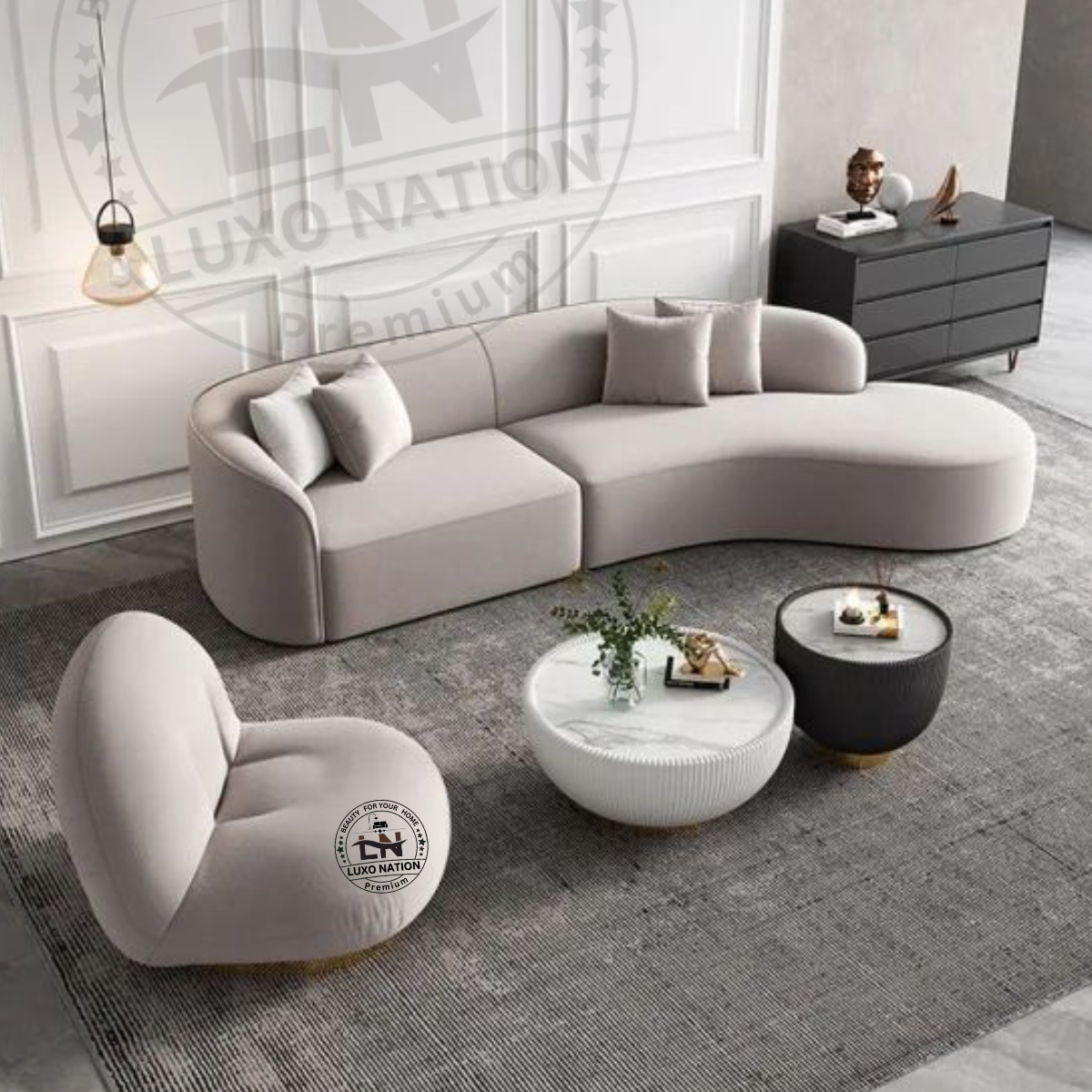 Luxo Nation Premium Curve Sofa – Elegant Design , Modern Living Spaces