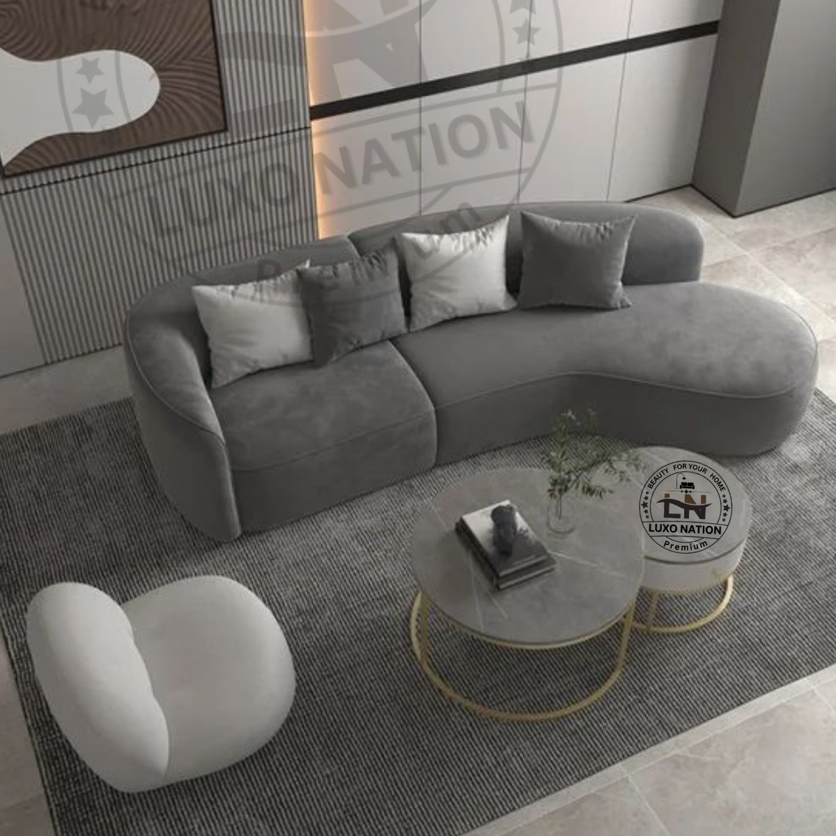 Luxo Nation Premium Curve Sofa – Elegant Design , Modern Living Spaces