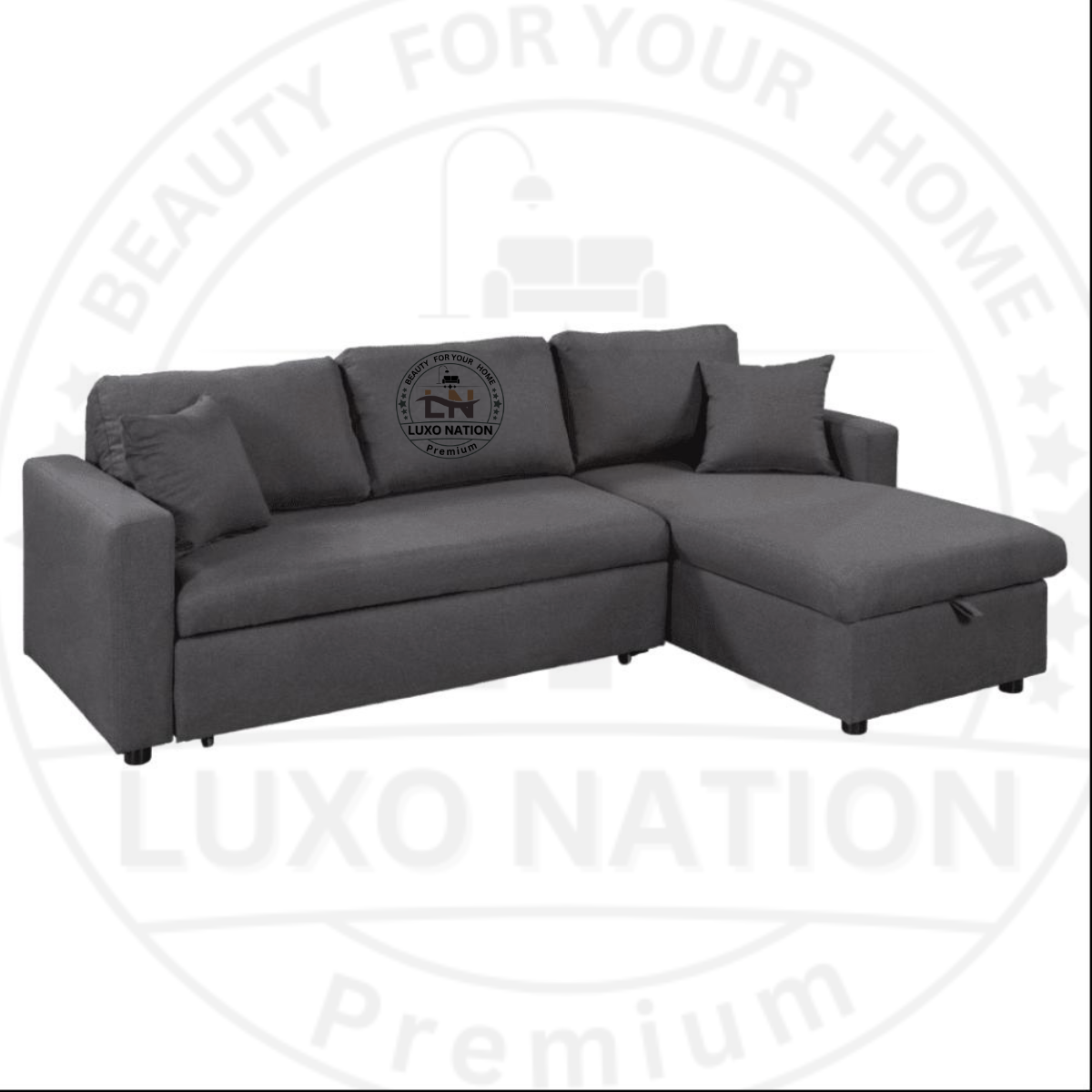 LUXO NATION L-Shape Sectional Sofa Cum Bed with Storage – Stylish