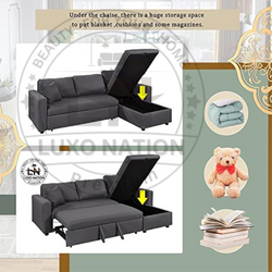 LUXO NATION L-Shape Sectional Sofa Cum Bed with Storage – Stylish