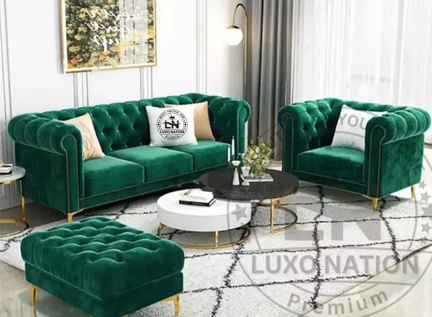 Luxo Nation Chesterfield Sofa Set - Timeless Luxury & Classic Elegance