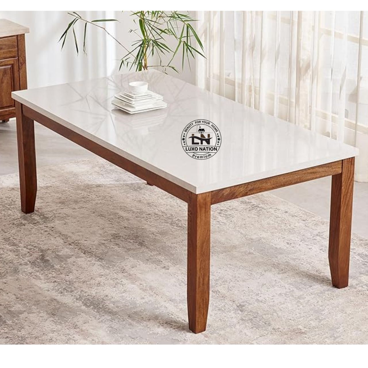 Luxo Nation Luxury Wooden Dining Table Set – Modern & with Comfortable Seating
