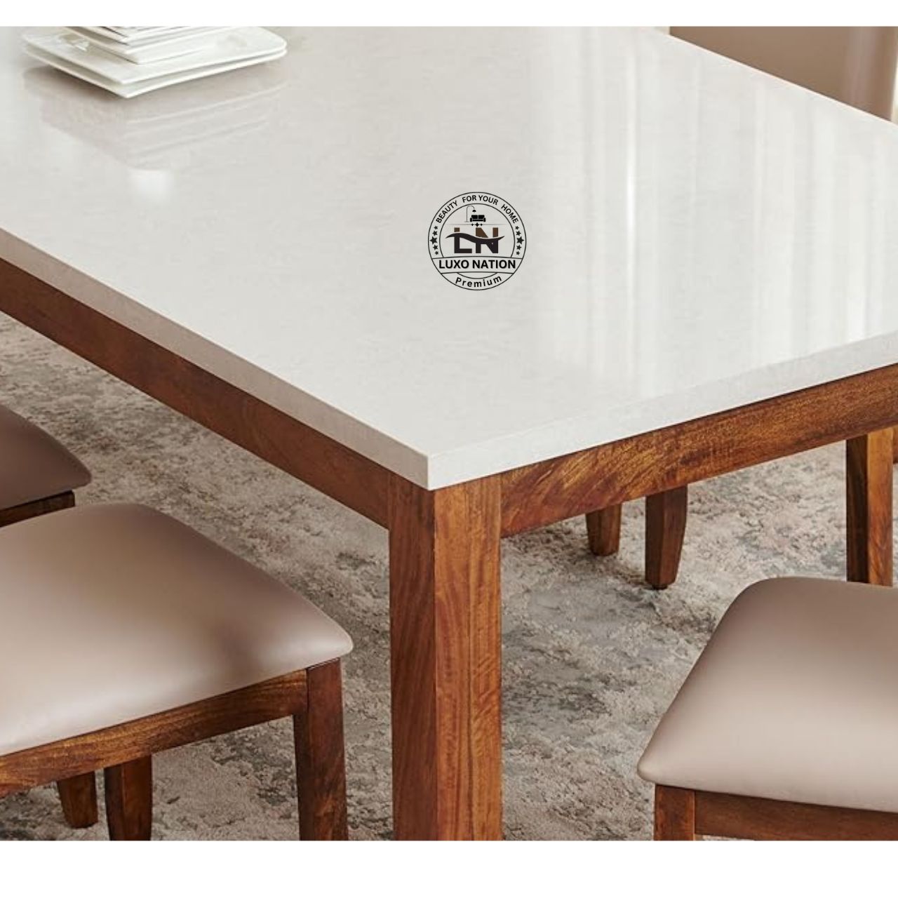 Luxo Nation Luxury Wooden Dining Table Set – Modern & with Comfortable Seating