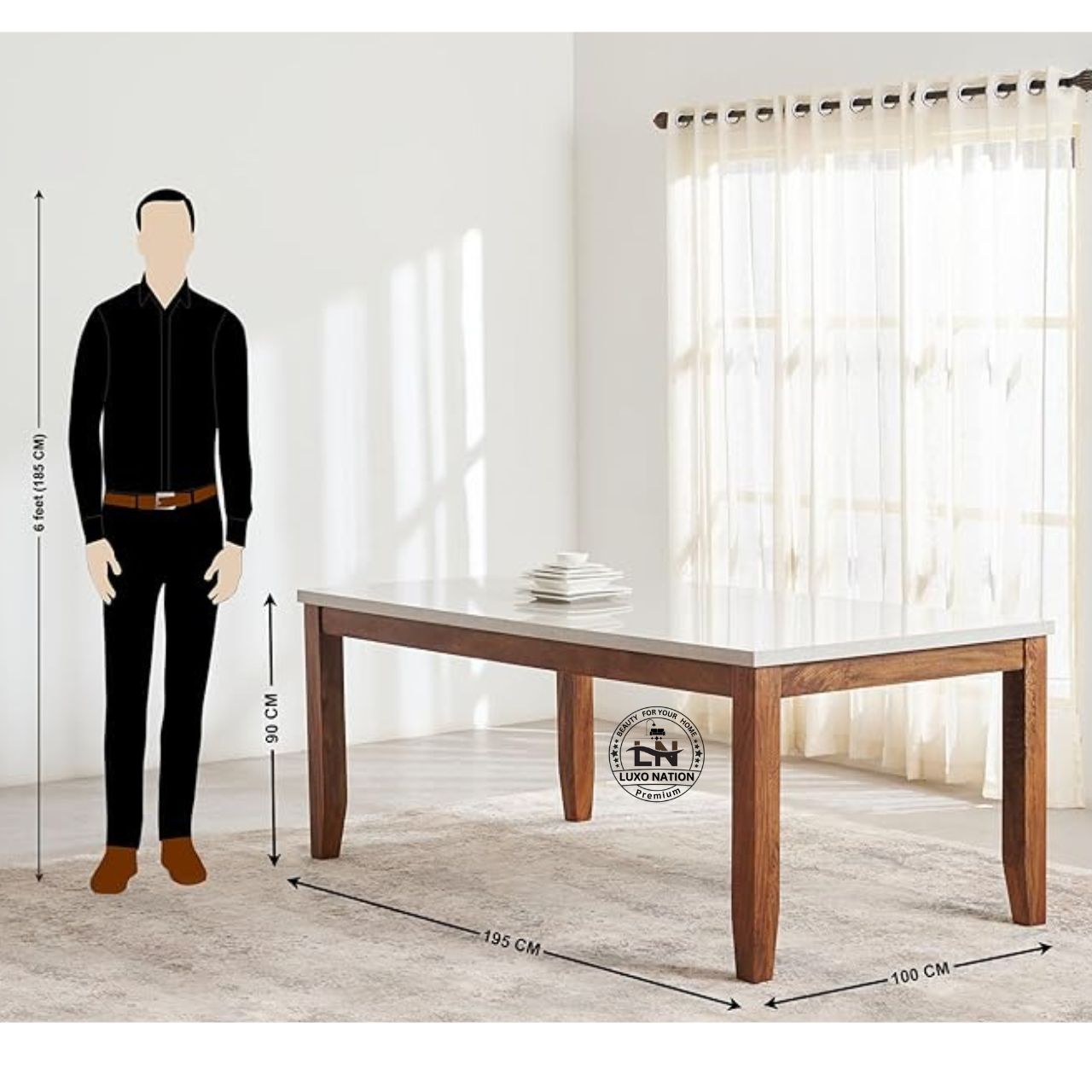 Luxo Nation Luxury Wooden Dining Table Set – Modern & with Comfortable Seating