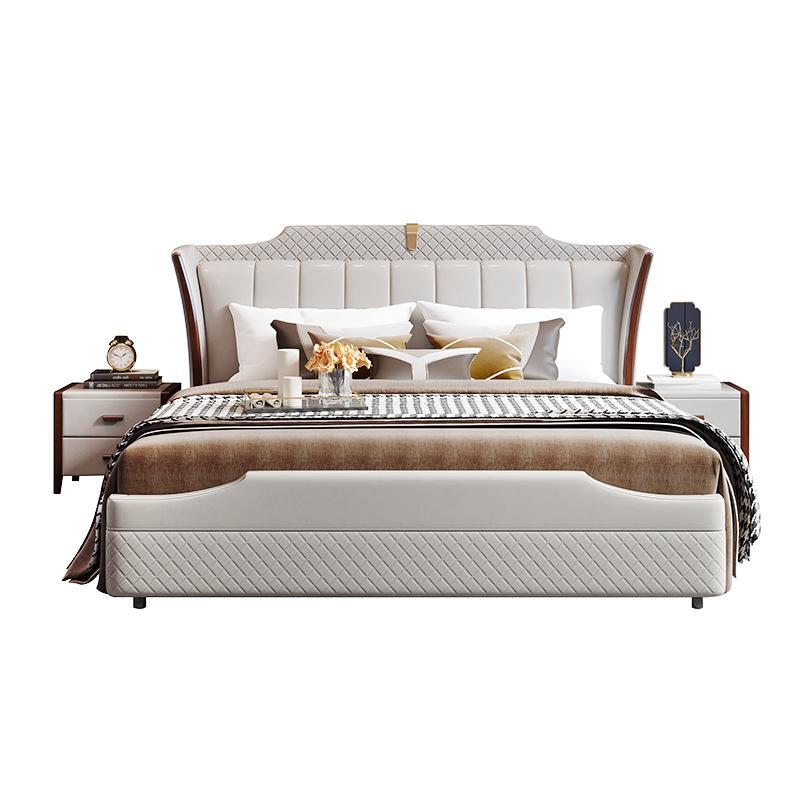 Prepare for sophistication with the Luxo Nation "Gear Up" Upholstered Luxury Bed with Storage in Leatherette.