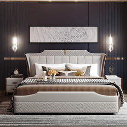 Prepare for sophistication with the Luxo Nation "Gear Up" Upholstered Luxury Bed with Storage in Leatherette.