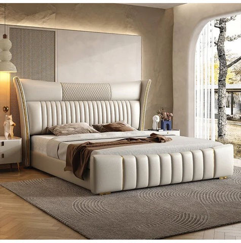 Luxo Nation Titanium luxurious upholstered bed in leatherette
