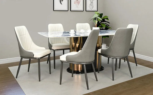LuxoNation Andrea: Exquisite 6-Seater Italian Marble Dining Set