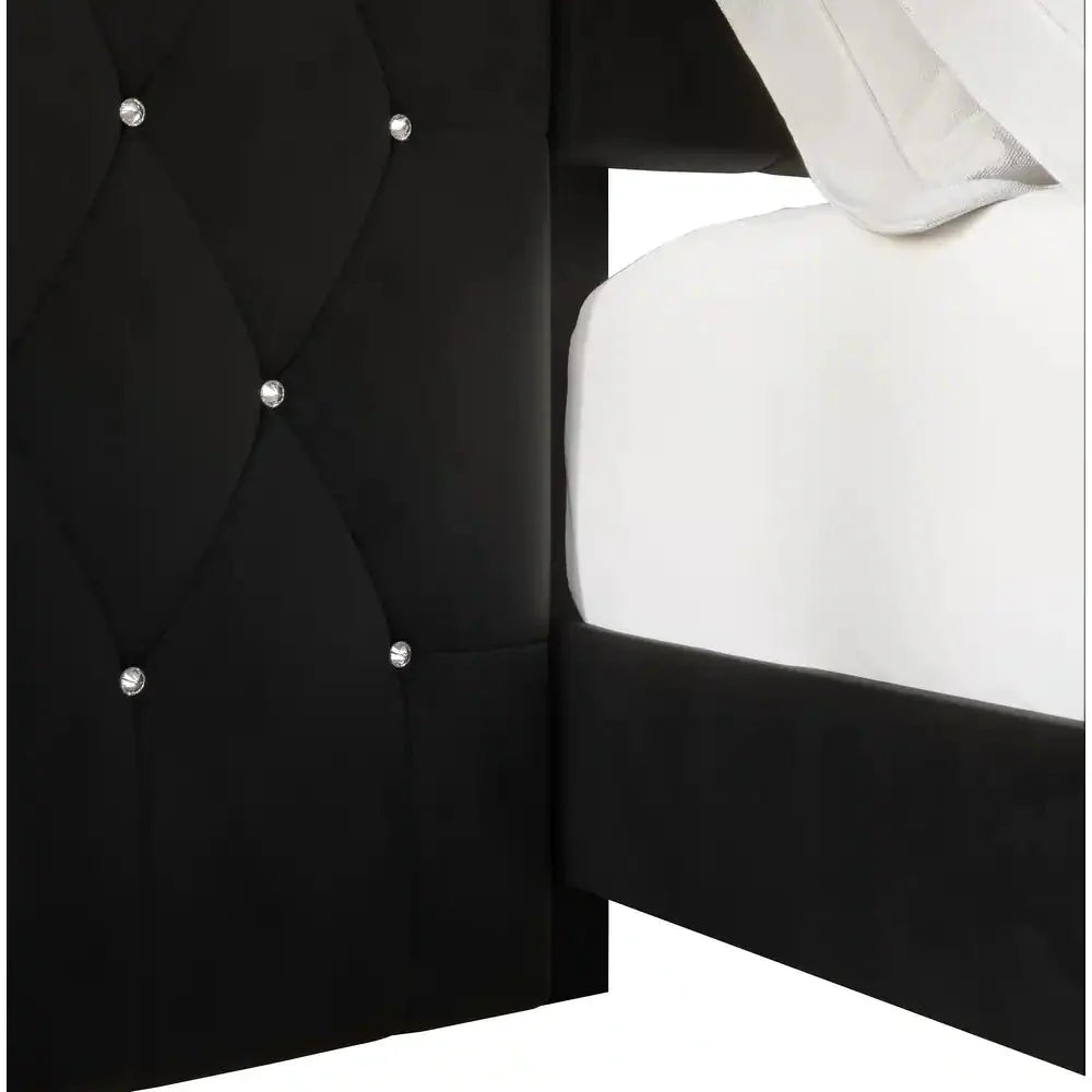Luxo Nation Luxury Upholstered Bed with Side Tables in Leatherette
